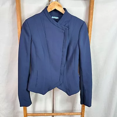 Kookai Coat Womens 38 Blue Long Sleeve Slim Fit Asymmetric Military Jacket • $18.75