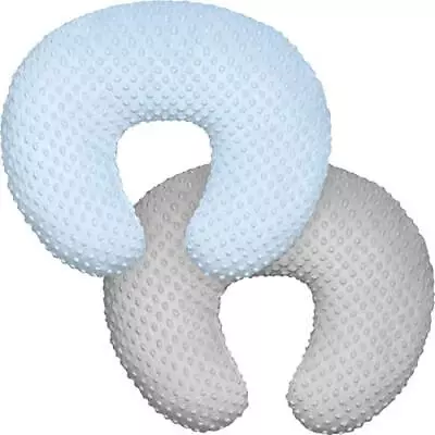 Minky Nursing Pillow Cover Nursing Pillow Case Plush A3-grey & Light Blue • $30.36