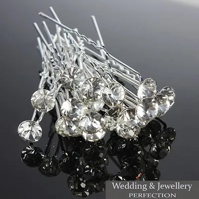 £9.95 • Buy New Round Wedding Hair Pins Bridesmaid Crystal Diamante Bridal Hair Clips Grips 