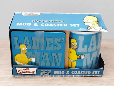2006 Simply Homer Ladies Man Simpsons Mug & Coastser Set 5055115316107 GIG-01 • £9.99