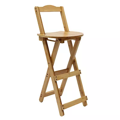 Portable Folding Bamboo Stool Tall Chair Foldable Bar Stool Porch Kitchen Chair • $50.35