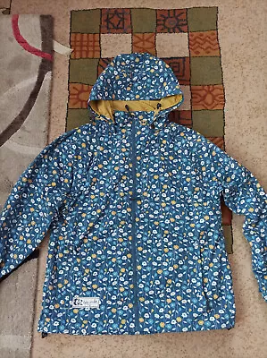 Lazy Jacks Blue Jacket In Yellow White And Blue Flower Patterns (size L) • £26