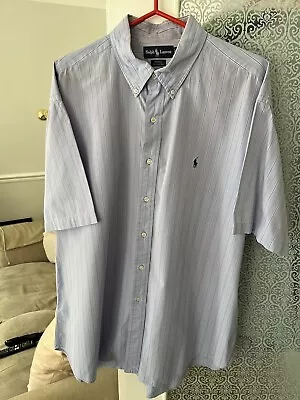 Ralph Lauren Blake Light Blue Pinstripe Short Sleeve Shirt XXL • £6.99