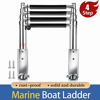 4 Steps Boat Ladder Folding Stainless Steel Telescoping Swimming 4 Step Ladder  • $69.25