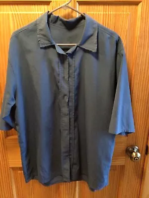 Amish Mennonite Hand Made Mens S/S Slate Blue 6Snap Shirt C49 EUC Plain Clothing • $14.99