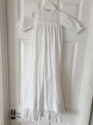 £5 • Buy Vintage Christening Gown, White Fine Cotton & Lace