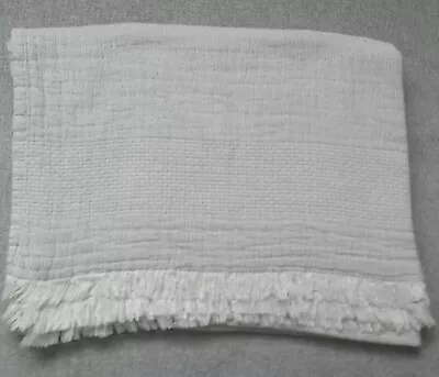 Piscatextil Made In Portugal MATELASSE Fringed Throw Blanket - Ivory  50x70” EUC • $49.90