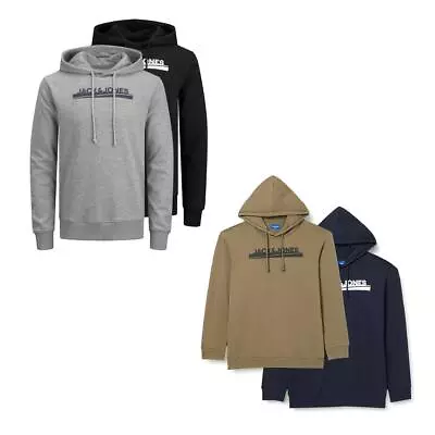 £29.99 • Buy 2 Pack Jack And Jones Mens Hoodies Logo Printed Hooded Pullover Sweatshirts