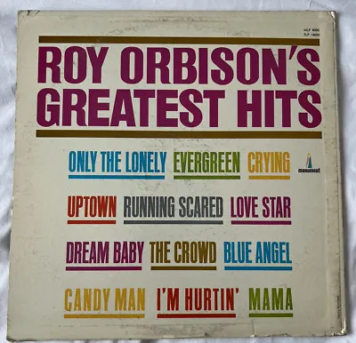 $13.80 • Buy Roy Orbison's Greatest Hits - Vinyl LP Record - Monument Records 