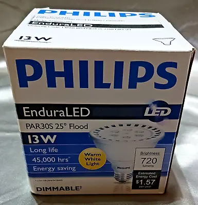 PHILIPS- EnduraLED Dimmable 13W PAR30S 25 Degree Flood Light Bulb NIOB! • $34.99