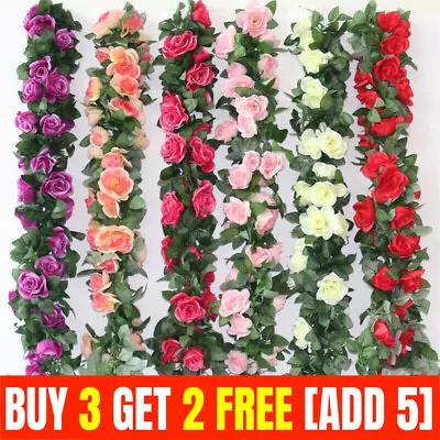 45 Flowers 8Ft Artificial Flower Floral Fake Hanging Garland Party Wedding Decor • £4.95