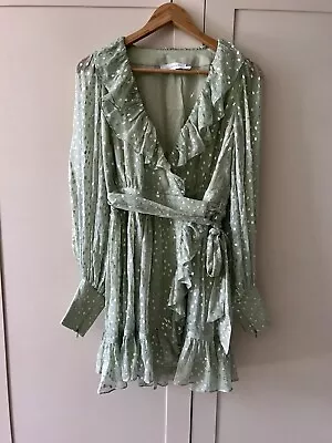 $140 • Buy Zimmerman Silk Wrap Lurex Spot Mini Dress Sample Size 1  New