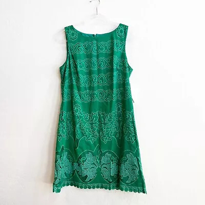 NEW Eliza J Women's Malta Printed Shift Dress Green Lace Sleeveless 14 • $59.99