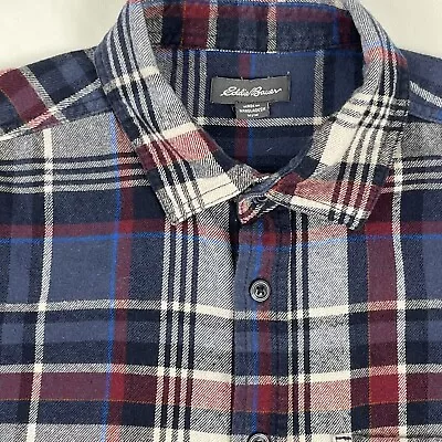Eddie Bauer Flannel Shirt Men's Size Medium Plaid Button Up Pocket Logo Cotton • $17.97