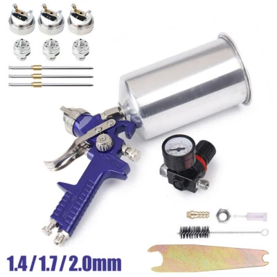 $33.29 • Buy 1.4 1.7 2.0mm Nozzle HVLP Spray Gun Kit Gravity Feed Car Paint Primer Clearcoat