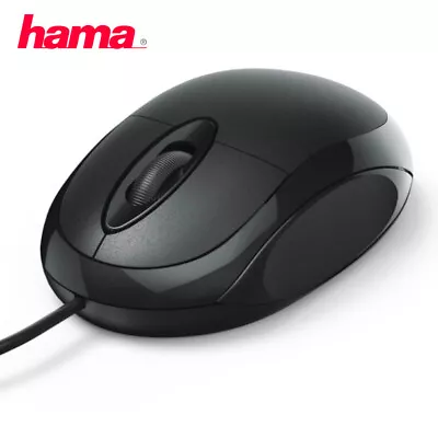 Hama MC100 Wired USB Mouse/PC/MAC/Travel/Compact/Small/3 Button/Black • £8.48