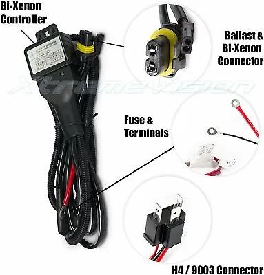 $12.99 • Buy XtremeVision H4/9003 Hi/Lo Bi-Xenon Controller HID Relay Wiring Harness 12V 35W