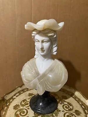 Marble And Onyx Bust Of A Woman In A Hat And Dress • $150