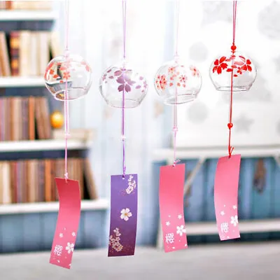 Japanese Glass Wind Chime Bell Garden Ornament Indoor Window Hanging Decor Cr LZ • $6.91