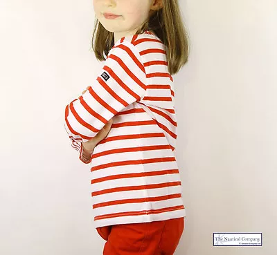 BNWT French Striped Breton Top For Boys & Girls White/Red Long Sleeves Shirt • £23