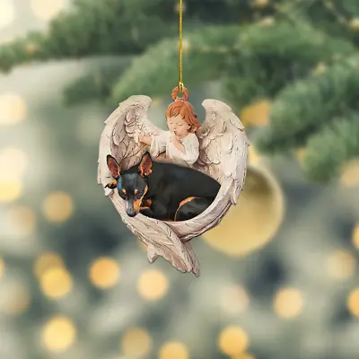 Miniature Pinscher Sleeping Angel Wings Christmas Love Dog Car Ornament Gift • $19.99
