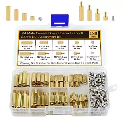 180Pcs M4 Motherboard Standoffs&Screws&Nuts Kit Hex Male-Female Brass Spacer... • $23.86