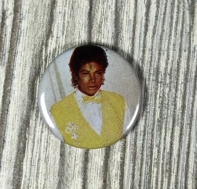 Vintage 1982 Michael Jackson Yellow Sweater Vest Button Pin Excellent Condition • $8.99