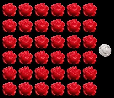 36 X Edible 3D Medium High Detail Roses Flowers Cupcake Cake Toppers Decorations • £7.99