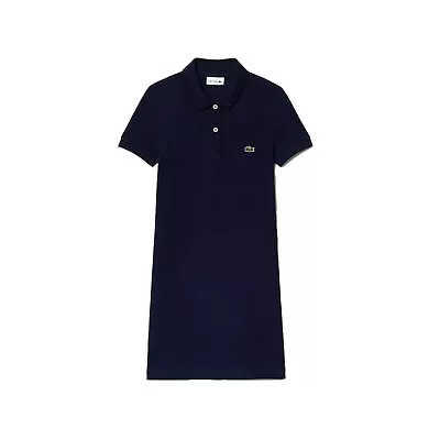 Lacoste Girls Classic Pique Dress With Pocket In Navy Diff.Sizes EJ2816-166 • £60.32
