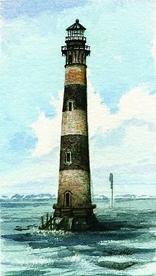 Morris Island Lighthouse Old Charleston Folly Beach SC. Gerald Hill Art Prints • $18