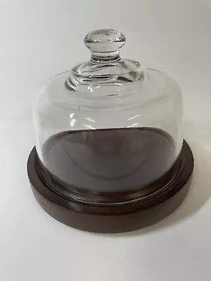 $30 • Buy Vintage Leonard Cheese Keeper Wood Base Glass Dome Lid NIB
