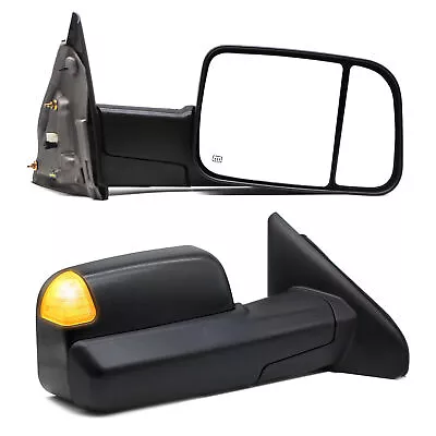 Tow Mirrors For 02-08 Dodge Ram 1500 04-09 2500 3500 Power Heated Signal Black • $134.26