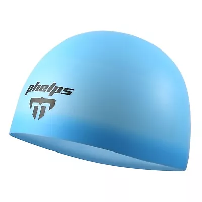 New Michael Phelps Adult 100% Silicone Blue/Black Swim Competition Race Cap • $8.99