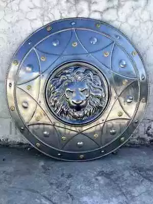Lion Face Round Medieval Shield Knight Armor Shield Solid Steel Size 22 Inches • $89.10