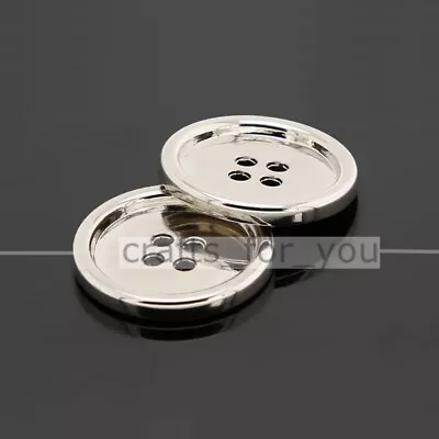 4-hole 10mm-25mm Metal Flat Buttons 6pcs Glossy Round Sewing Tailor Crafts Diy • $5.29