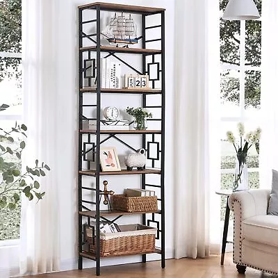Tall Bookshelf Industrial 7-Tier Bookshelf With Unique Design Open Bookshelves • $172.49