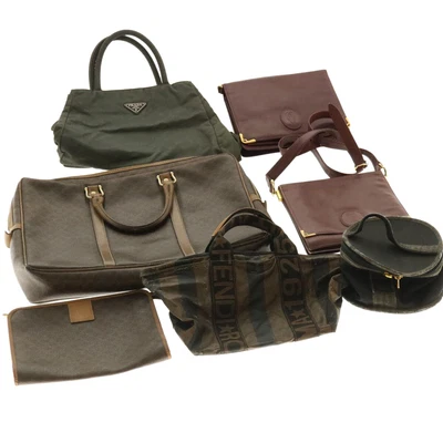 $252 • Buy FENDI Celine Cartier Prada Pouch Shoulder Clutch Hand Bag Brown 7Set Auth Ki2629