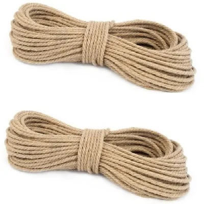 £1.08 • Buy 6mm Natural Pure Jute Rope 3 Strand Braided Twisted Cord Twine Sash Cut To Order