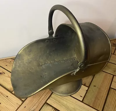 Large Antique Arts & Crafts Brass Coal Scuttle Bucket Scoop- Country Salvage • £29.99