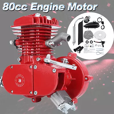 Red 80CC 2-Stroke Gas Petrol Engine Motor Kit For Motorized Bicycle Bike Scooter • $95.69