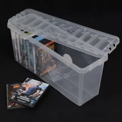 £9.99 • Buy Wham Crystal CD DVD Storage Shelf Box Plastic Clear Box With Lid -52 CDs 36 DVDs