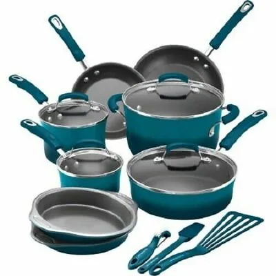 $65 • Buy Rachael Ray 17641 Nonstick Pots And Pans Set, Marine Blue - 15 Piece
