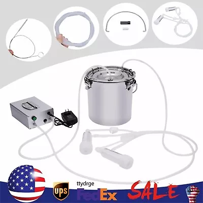 5L Dual Head Sheep Goat Cow Milking Machine Vacuum Impulse 304 Steel Pump Milker • $105