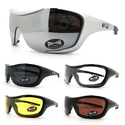 Chopper's Goggle Shield Warp Around Padded Motorcycle Sunglasses New (6 Colors) • $9.95