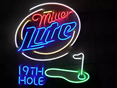 Miller Lite 19th Hole Faux Neon LED Sign For Golf Clubs RVs Man Caves 19 X16  • $119.99