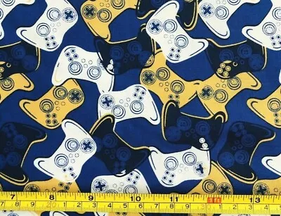 Tina Scrap Video GAME CONTROLLER GAMER BLUE FABRIC 9 X21  100% Cotton • $2.49