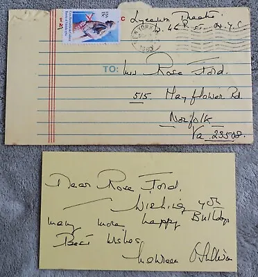 Handwritten Signed Note From MAUREEN O'SULLIVAN - Lyceum Theater New York 1980 • $15