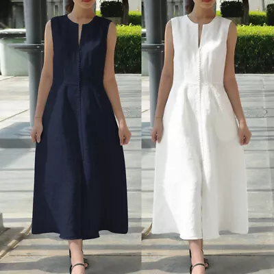 $20.99 • Buy AU Women Sleeveless V-neck Lace Party Evening Maxi Dress Plus Size Long Sundress