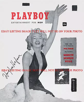 HUGH HEFNER SIGNED AUTO 8x10 RP 1953 1st PLAYBOY COVER PHOTO WITH MARILYN MONROE • $18.99