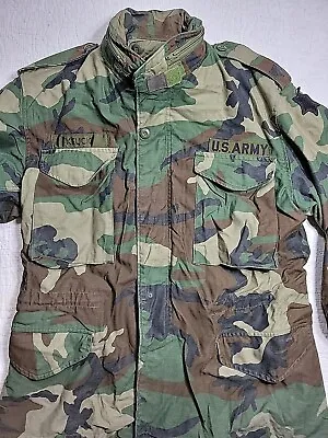 US Military Army Coat Cold Weather Field Jacket Woodland Camo Size Medium Regula • $23.99